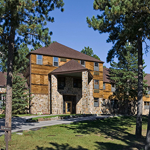 Wide-shot of the front of Sylvan Lake