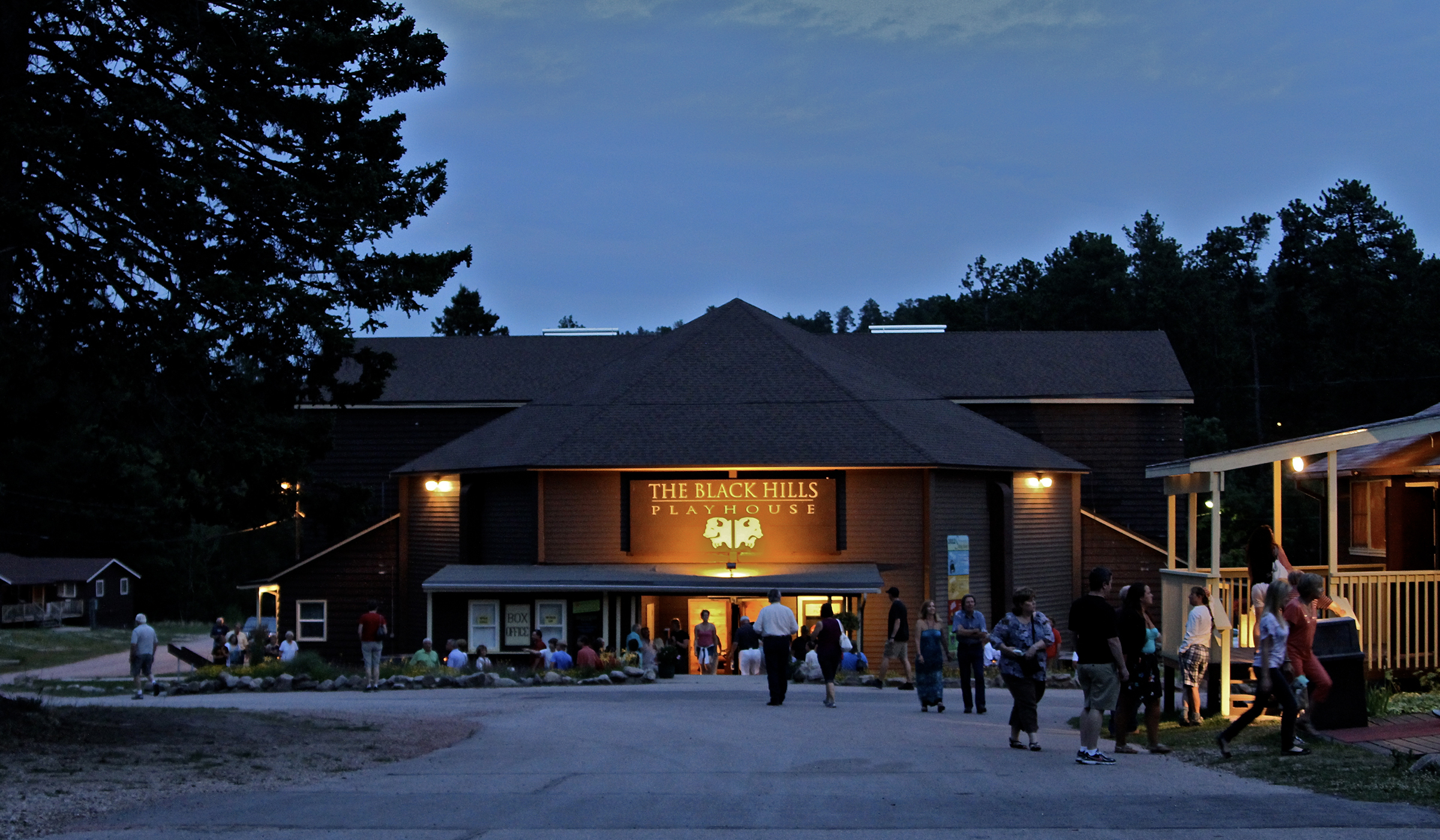 Visitors socializing outside of The Black Hills Playhouse