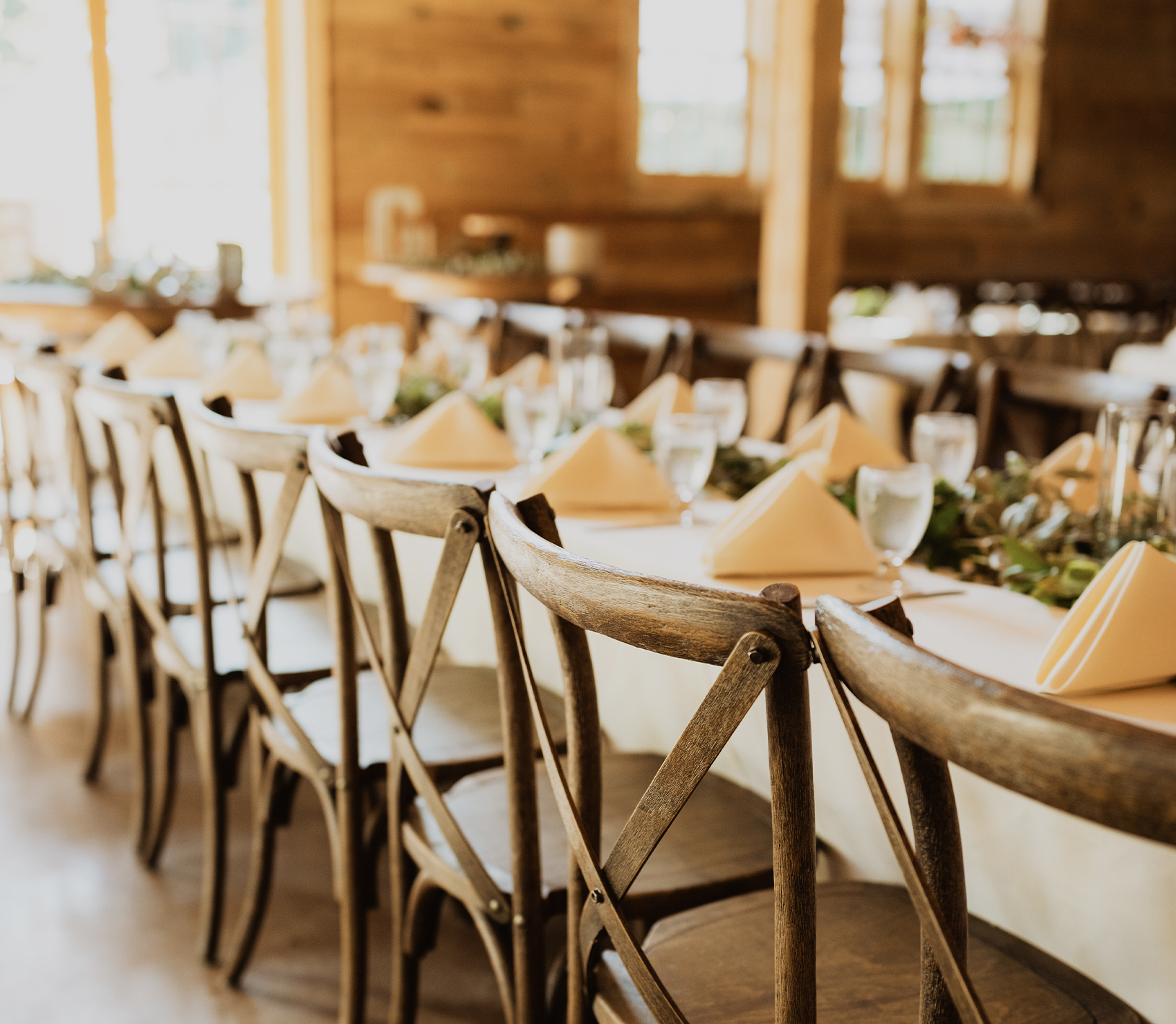 Tables set up for a wedding